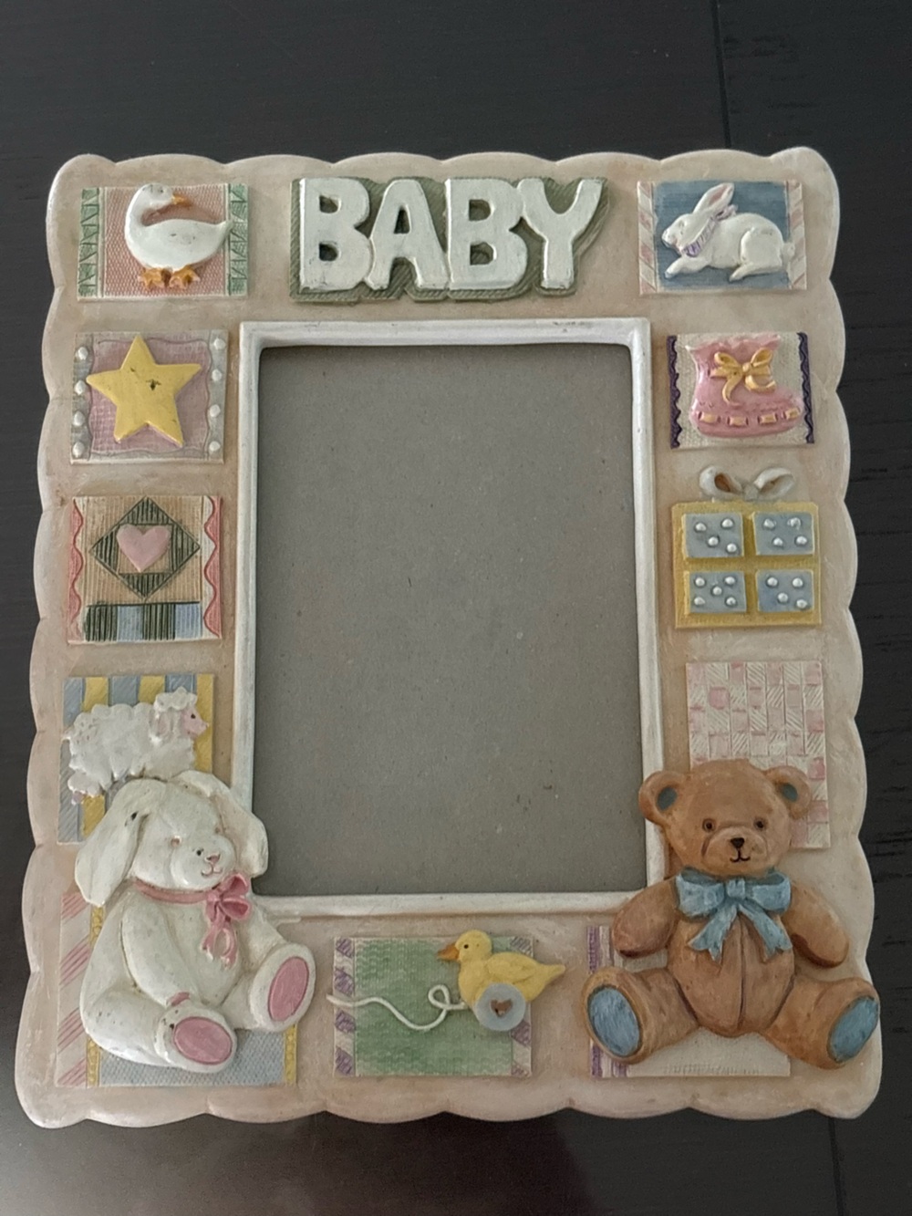 Baby Themed Pastel Nursery Picture Frame - Pink & Cream